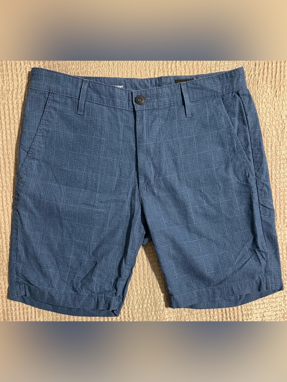 AG Adriano Goldschmied Wanderer Linen Blend Shorts Blue Print 32R